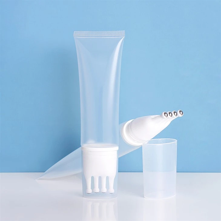 Empty Transparent Scalp Skin Care Squeeze Skincare Shampoo Container Cream Tube Packaging With 3 Roller Ball Applicator